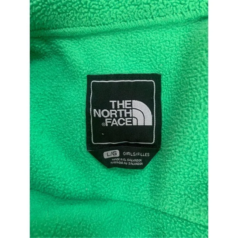The North Face Girls Denali jacket green and gray zip up fleece Large